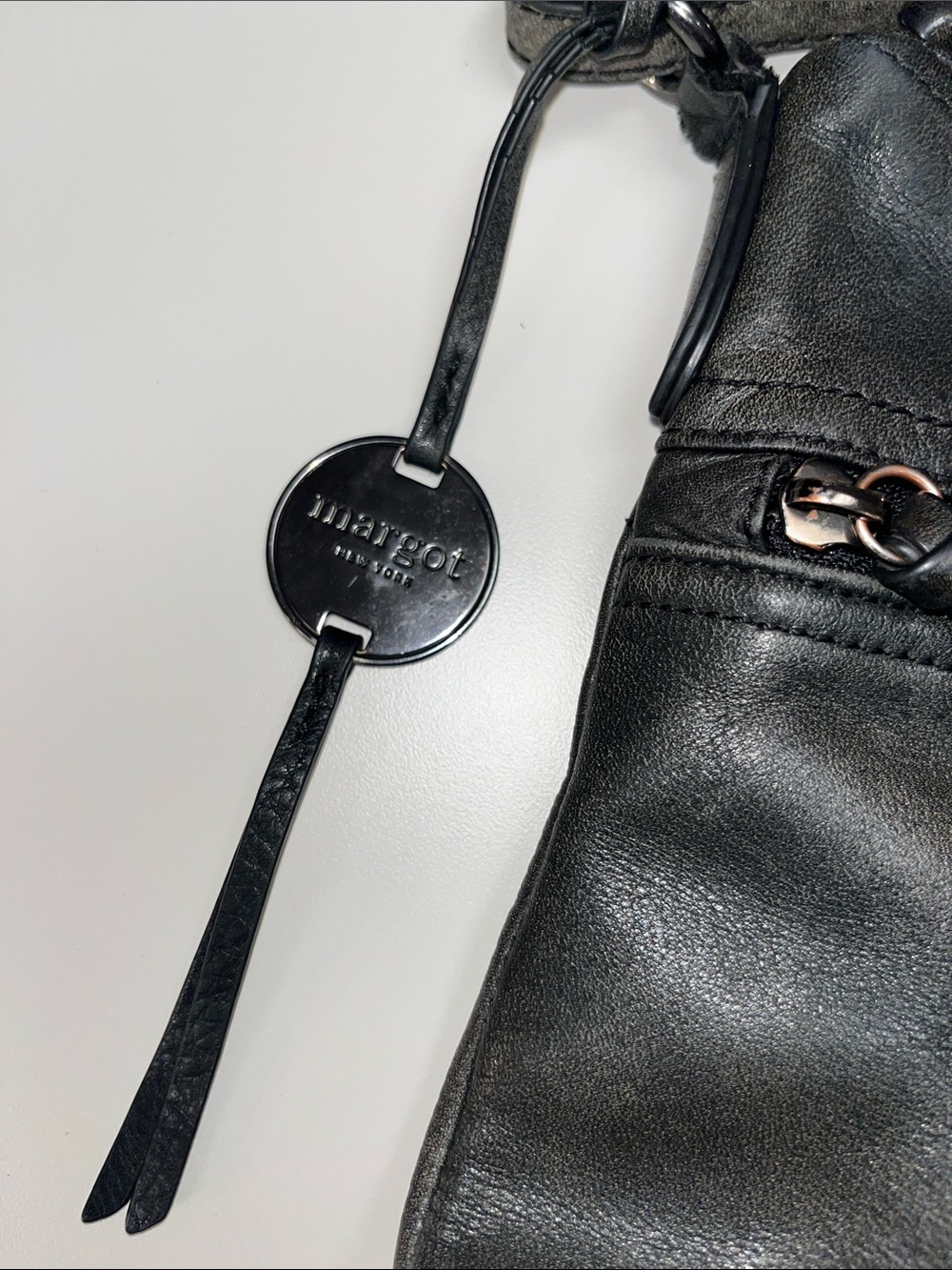 margot Black Leather Crossbody Bag with Zip Pockets - Picture 2 of 16
